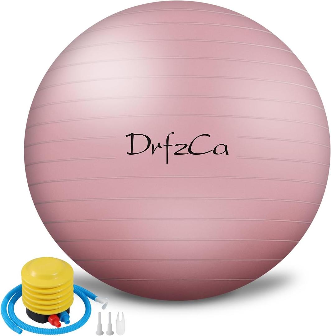 Exercise Ball, Pilates Ball for Pregnancy, Swiss Balance Ball with Pump,Multiple Sizes Stability Ball Chair for Office, Home Gym, Fitness, Workout and Physical Therapy (26inch, Macaron pink)