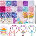 Cludoo 773Pcs Mermaid Charm DIY Beads for Jewelry Making, Unicorn DIY Bracelet Making Bead Kit for DIY Craft with Starfish Shell, Ocean Pearl Beads