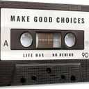 Inspirational Office Canvas Wall Art Picture Vintage Cassett Tape Prints Make Good Choices Life Has No Rewind Inspiring Artwork Motivational Wall Decor for Office Bedroom Living Room 24x36in Framed