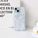 NITITOP Compatible with iPhone 15 Plus Case with Card Holder Clear Cute Line Rose Floral Flowers for Women Girls Soft TPU Wallet Shockproof Protective Cover - White