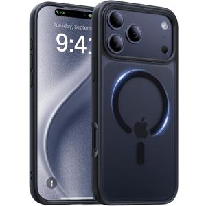 Magnetic for iPhone 17 Pro Case,[Anti-Slip][Compatible with MagSafe][Military Grade Drop Protection] Shockproof Protective Translucent Matte Phone Case for iPhone 17 Pro Case,Black