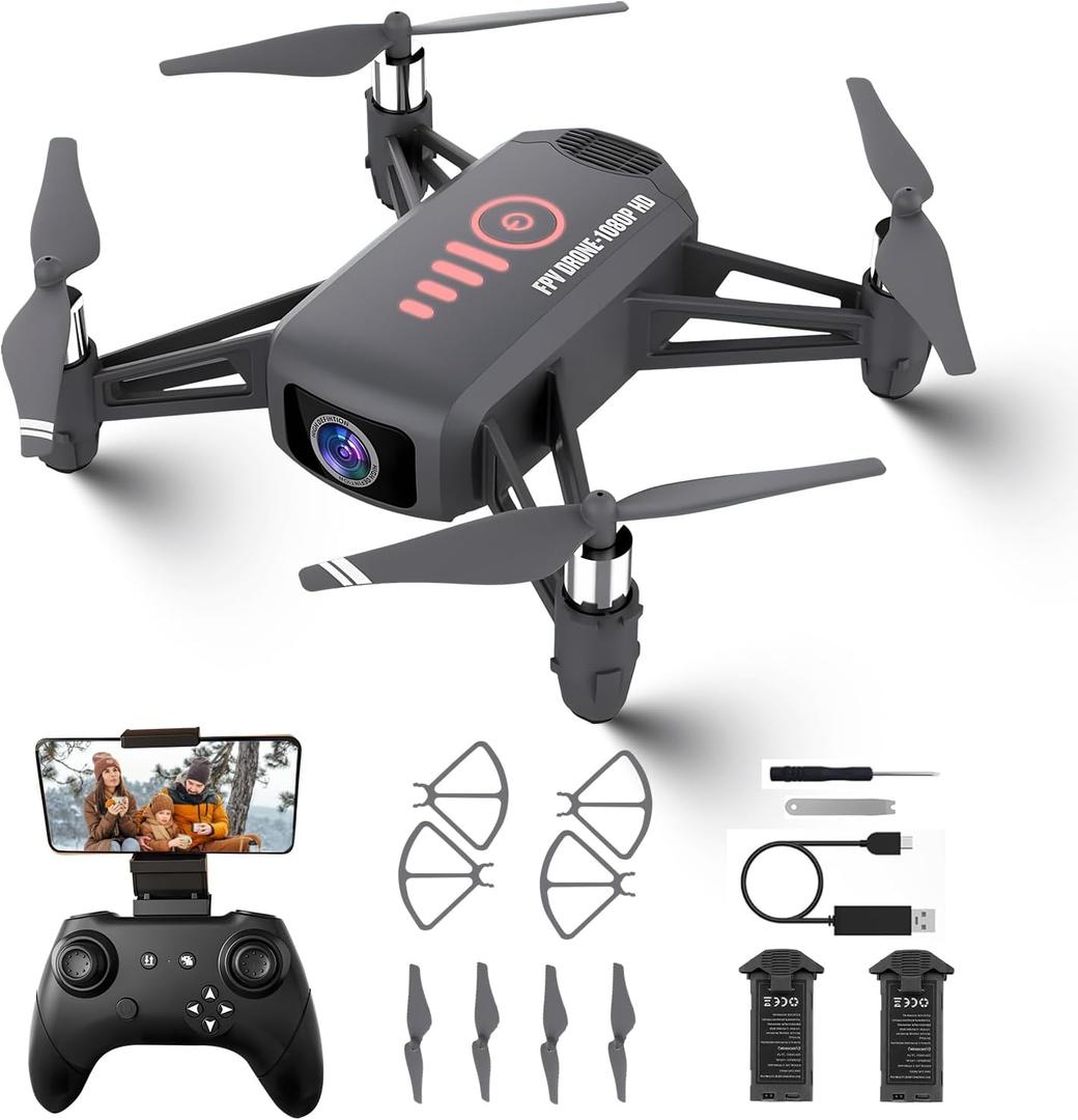 Drone with Camera for Kids 8-12 and Adults 1080P HD Mini FPV Drones with Headless Mode, 360Flip, One-Key Take Off/Landing, Altitude Hold, Gestures Selfie, Gravity Control, 3 Speed Mode, Drone Gift Toys for Boys, Girls, Beginner Grey