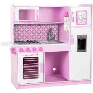Melissa & Doug Wooden Chefs Pretend Play Toy Kitchen with Ice Cube Dispenser  Cupcake Pink/White - FSC Certified
