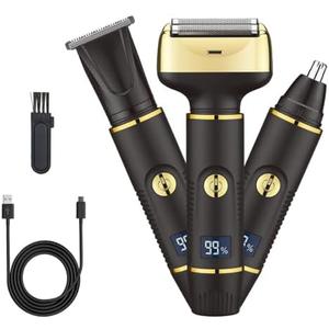 Beanify Electric Razor for Men & Women, 3-in-1 Cordless Rechargeable Foil Shaver with LED Display, Waterproof Wet & Dry Painless Body Razor for Face, Nose, and Ear Hair – Travel Friendly (Black)