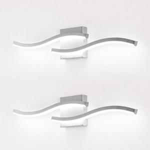 Brushed Nickel Curved Bathroom Vanity Light Fixture Over Mirror, 23.62 inch Modern LED Wall Lamp 5500K Bathroom Light Fixture Vanity Lighting Wall Sconces,2 Packs