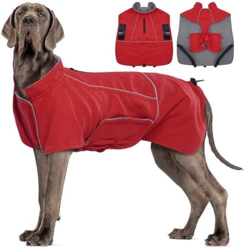 MIGOHI Dog Winter Jacket,Dog Coat Waterproof,4XL Winter Snow Coat with Fleece Lining for Large Dogs Boys Girls,Snowproof Pet Jacket,Great Dane,Mastiff,Red