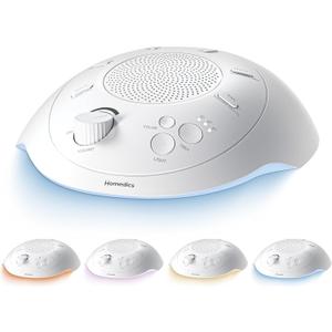 Homedics Sleep Better Portable Sound Machine, Night Light,12 Soothing Sounds Including White Noise, Rain, and Thunderstorm, Ultra-Portable Design, Auto-Off Timer, Ideal for Travel & Baby Sleep