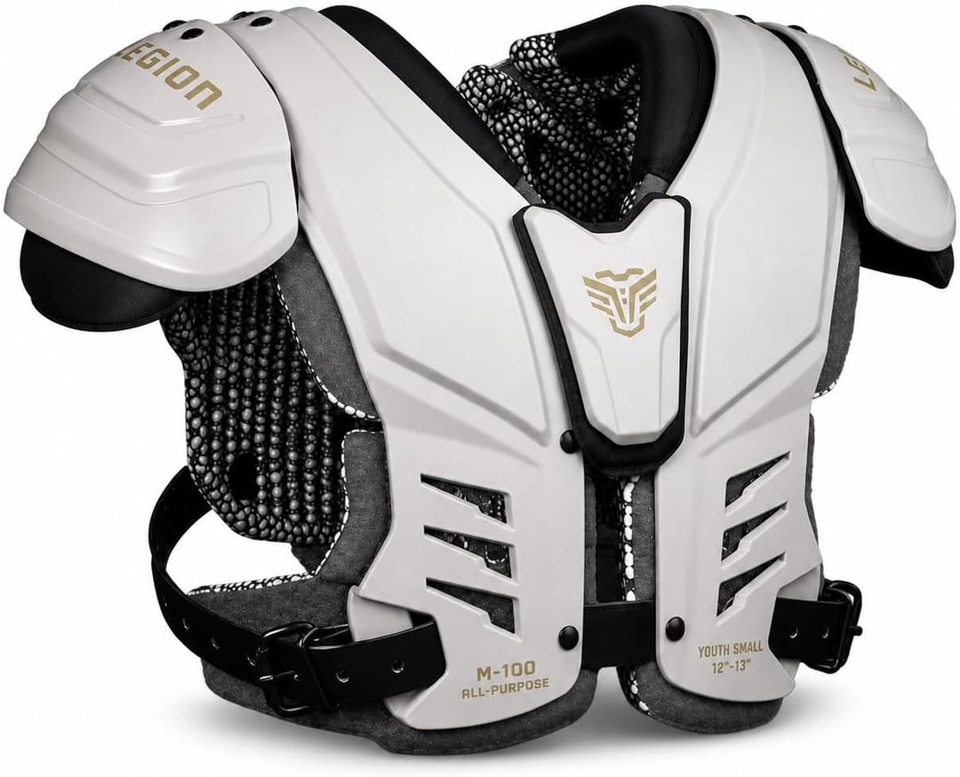 Legion Youth Football Shoulder Pads, Patents Pending, Lightweight, Optimized Mobility, Enhanced Impact Protection, Industry-Best Ventilation and Cooling (M-100, Large)