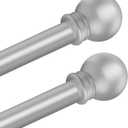 2 Pack Silver Curtain Rods for Bedroom with Brackets,5/8 Inch Diameter Small Window Curtain Rod Adjustable 32 to 48 Inches,Easy Install Drapery Rods,Gray