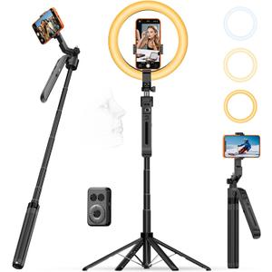 Vlogging Kit for iPhone Tripod with Ring Light 10", Smart Auto Face Tracking Tripod with Remote Control, One-Key Auto-Deploy, Phone Holder for Video Recording, Live Streaming