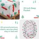 JSD Red Cars Christmas Kids Sheet Set Twin Size, 3 Piece Soft Holiday Printed Microfiber Bed Sheets Deep Pocket