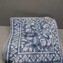 SILOLOOM Vintage 3x10 Washable Rug for Entryway, Super Soft Blue and White Entryway Rug Non-Slip, Printed Faux Wool Floral 3x10 Area Rug Thin Floor Carpet for Kitchen, Bedroom, Office, Living Room