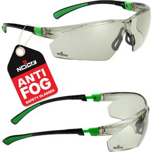 NoCry Tinted Safety Glasses for Men and Women with Anti-Fog and Scratch Resistant Wrap-Around Lenses  Adjustable Temples and Nose Pads  100% UV Resistant, ANSI Z87.1 Certified Protective Eyewear (Black & Green Tinted)