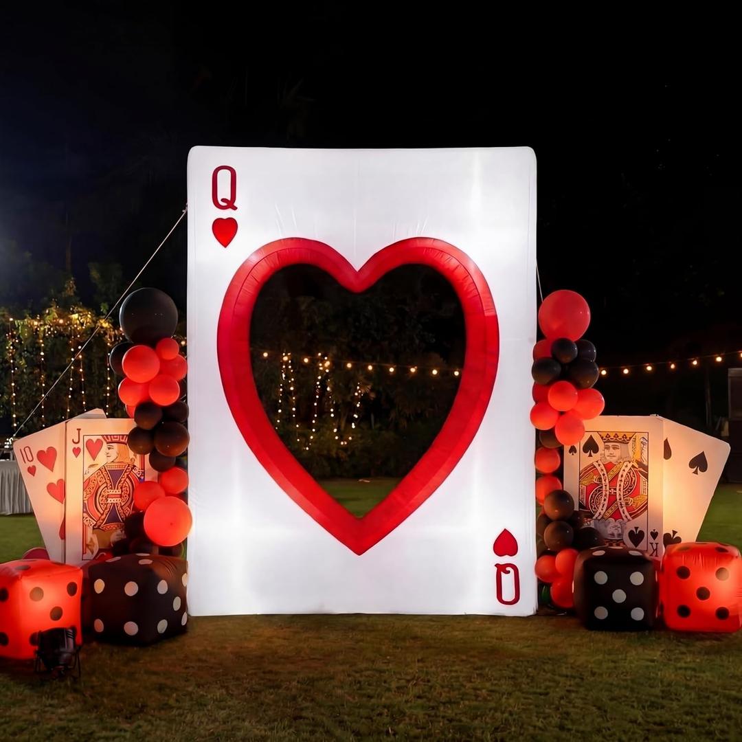 Sotiff 6.56 ft LED Inflatable Casino Party Decoration Giant Las Vegas Party Prop for Birthday Wonderland Events Outdoor Garden and Lawn Decoration (Q)