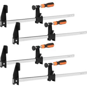 4-Pack 18 inch Long Bar Clamps, Heavy Duty, Force 600 Lbs, Adjustable and Quick Release, Woodworking Clamps, Throat Depth 2.5 inch with Plastic Handle