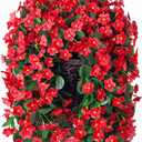 Artificial Hanging Flowers with Baskets, Fake Silk Hanging Basket Orchid Flowers Plants, Faux Flower Centerpieces for Home Decoration Indoor Outdoor Garden Patio Spring Summer Decor (Red)