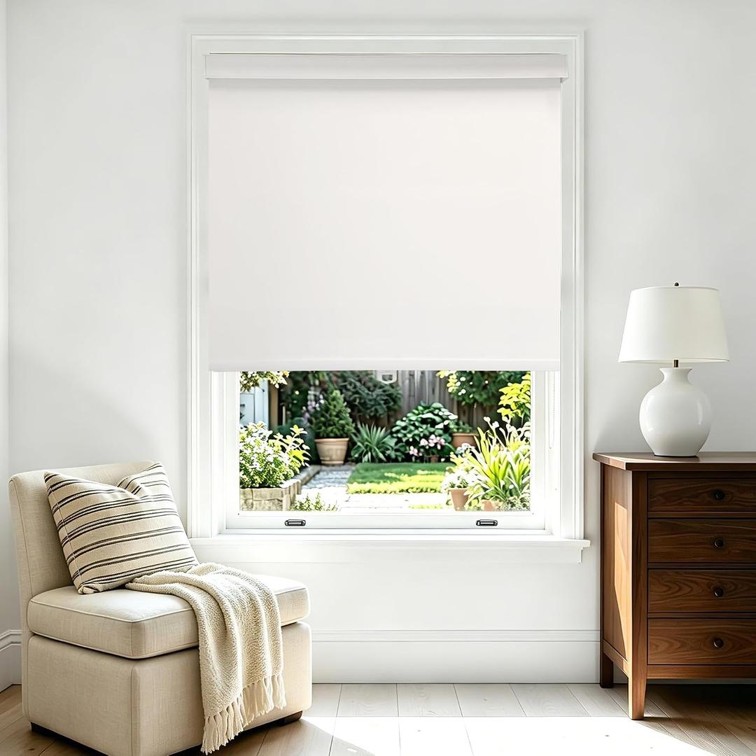 Niche Blinds Cordless Blackout Roller Shades with Valance,White,32" Wx72 H