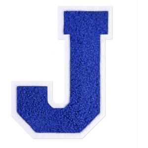 5 x 6-1/2" Varsity Letter Patches Blue Iron On Letters Letterman Jacket Patches Chenille Large Iron On Letters for Clothing Jacket/Hoodie/Varsity J