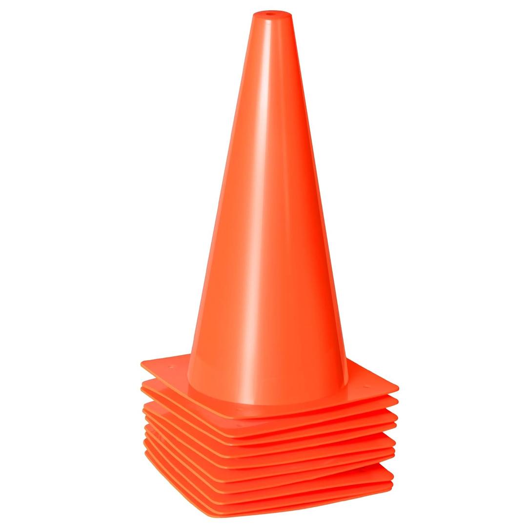 12 Inch Traffic Training Sports Cones, [20 Pack] Orange Safety Cones, Soccer Basketball Cones for Drills, Plastic Marker Cones for Indoor/Outdoor Activity & Festive Events