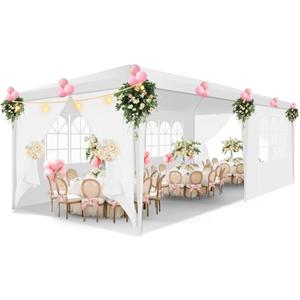 HOTEEL 10x20 Canopy Tent with Removable Sidewalls, White Tents for Parties Outdoor Party Tent Waterproof & UV Protection for Gazebo Shelter Carpas Wedding Events BBQ