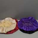 4Pcs Satin Bonnet Silk Bonnet, Hair Bonnet for Sleeping, Elastic Wide Band Silk Sleep Cap, Soft and Breathable (Black Red Purple Gold)