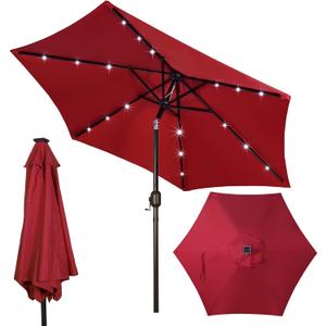Blissun 7.5 ft Solar Umbrella, 18 LED Lighted Patio Umbrella, Table Market Umbrella