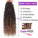 ZRQ 8 Packs Boho Faux Locs Crochet Hair 24 Inch Ombre Goddess Locs Croceht Braids, Pre Looped Boho Goddess Loc,Curly Bohemian Locs With Curly Ends Hair Extension T27#