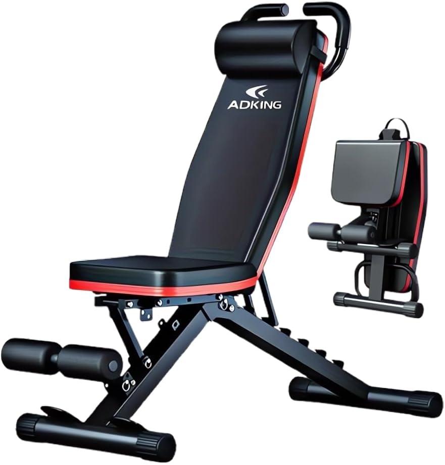 Adjustable Roman Chair for Home Gym  Foldable Back Extension Bench for Core, Hip & Lower Back Workout  Multi-Functional Hyperextension Bench with Tension Rope for Full-Body Exercise