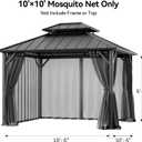 Covered Outdoor Universal Gazebo Mosquito Netting 10'x10' Replacement, 4-Panel Screen Walls with Double Zipper for Outdoor Patio Canopy Garden Gazebos, Dark Gray and Black