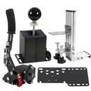 PC USB Simulator Shifter 64 Bit Handbrake with Clamp L Shape Lever Kit Compatible with G29 G27 G25 G920 T300RS/GT Steering Wheel Sequential H Gear Shifter Compatible with ATS ETS Dust WRC Sim Racing Games 6+R Black