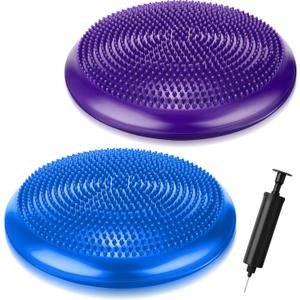 Outus 2 Pcs Balance Disc Inflated Wobble Cushion for Sensory Kids 13. 4 Inch Wiggle Seat Flexible Seating with Hand Pump for Kids Men Women Classroom Exercise Office Home Chair