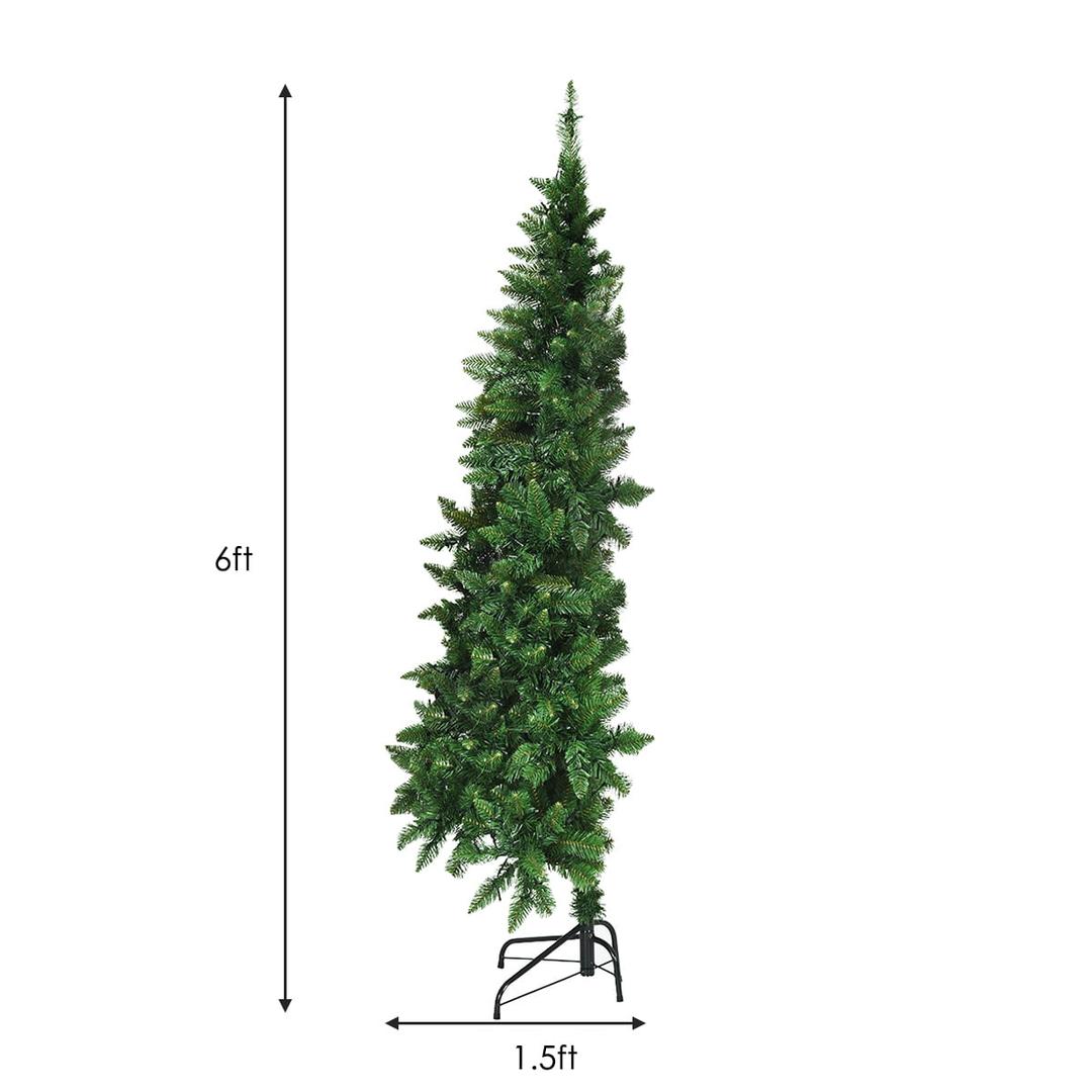 6ft Pre-lit PVC Artificial Half Christmas Tree 250 LED Lights