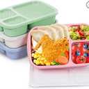 RevyGyuk 3 Pack Bento Box for Adults, 3-Compartment Wheat Straw Food Storage Containers, Meal Prep Lunch Box Microwave and Dishwasher Safe, Suitable for Office and Outdoor