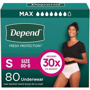 Depend Fresh Protection Adult Incontinence & Postpartum Bladder Leak Underwear for Women, Disposable, Maximum, Small, Blush, 80 Count (2 Packs of 40)