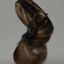 Clip on Ponytails for Women - 14 Inch Curly Ponytail Extension, Wavy Pony Tails Hair Extensions, Synthetic Hair Extensions Ponytail, Clip in Ponytail (Color: Ash Brown with Beige Blonde Highlights)