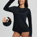 baleaf Rash Guard for Women Swim Shirts UPF 50+ UV Sun Protection Long Sleeve Swimsuit Top Zipper Pocket Thumbhole (M)