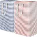 Lifewit 2 Pack Laundry Hamper Large Collapsible Laundry Basket, Freestanding Waterproof Cloth Hamper with Easy Carry Handles in Laundry Room Bedroom Bathroom Dorm for Adult, Pink&Blue, 2 x 80L