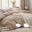 Bedsure Light Brown Oversized King Duvet Cover - 3 Pieces Prewashed Cotton-Like Polyester Soft Bedding Set, Includes 1 Duvet Cover 120x98 Inches with Zipper Closure & 2 Pillow Shams, No Comforter