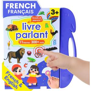 ZeenKind French English Sound Book for Kids 2 3 4 5 Years Old, Learn French for Kids Interactive Audio Learning Talking Books for Toddlers, Educational Livres en Francais Pour Enfants
