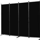 CHOSENM Room Divider, 4 Panel Folding Privacy Screens with Wider Feet, 6 Ft Portable Room Partition for Room Separator, Room Divider Panel 88" W X 71" H, Partition Room Dividers FreestandingBlack
