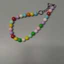 Hosiwei Handmade Rainbow Beaded Dog Collar  16mm Chunky Colorful Candy Pearls with Stainless Steel Wire, Adjustable Pet Necklace Jewelry Accessories for Small, Medium, Large Dogs