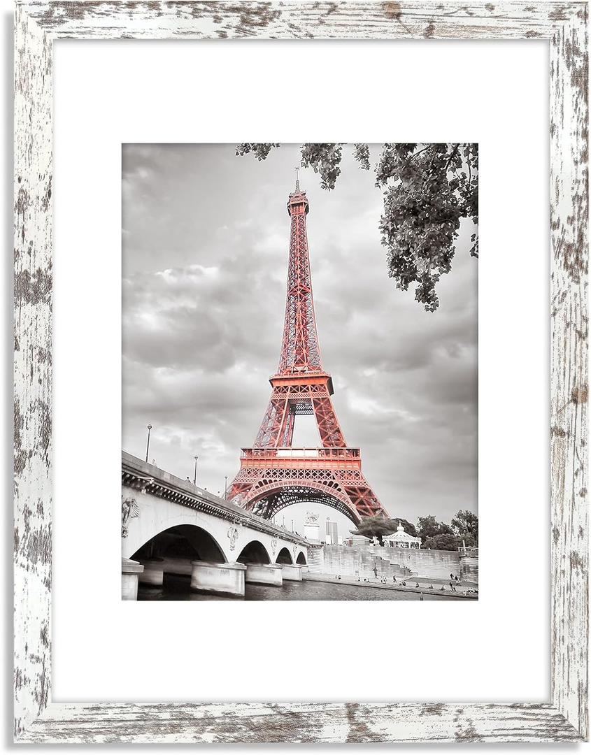 12x16 Rustic Picture Frames Solid Wood Display Pictures 12x16 Inch without Mat or 8.5x11 Diplomas with Mat, Farmhouse Distressed Picture frame for Wall Mounting