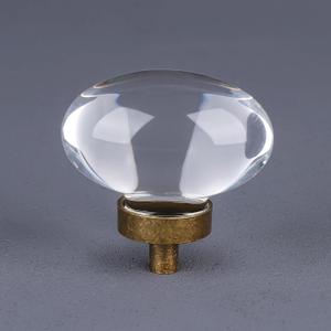 8 Pack Antique Brass Crystal Cabinet Knobs, Oval Vintage Glass Cabinet Knobs Pulls for Dresser Drawers Kitchen Bathroom Cupboard