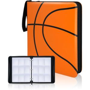 Basketball Card Binder, 9 Pocket Zipper Sports card binder, 720 Double Sided Pocket Waterproof Album, Basketball Cards Display Holder, Expandable, For Gaming Cards, Yugioh, MTG and Other TCG (Orange)
