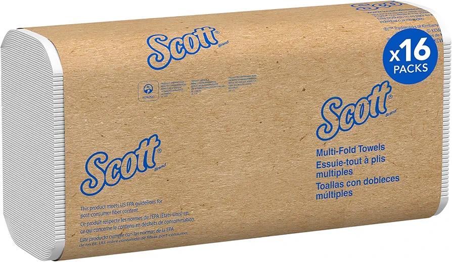 Scott Professional Multifold Paper Towels, Bulk (01804), with Absorbency Pockets, 9.2" x 9.4" sheets, White (250 Sheets/Pack, 16 Packs/Case, 4,000 Sheets/Case)