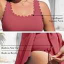 Charmo Women Plus Size Swim Dress Scalloped Square Neck One Piece Swimsuit Tummy Control Bathing Suit Rushed Swim Suits 2026, Pink 3XL