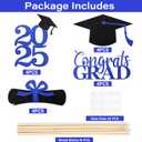 4 x Graduation Decorations 2025, 16 PCS Black Blue Graduation Centerpieces for Tables, Double-Sided Table Toppers Centerpieces, Class of 2025 Grad Party Decorations 2025