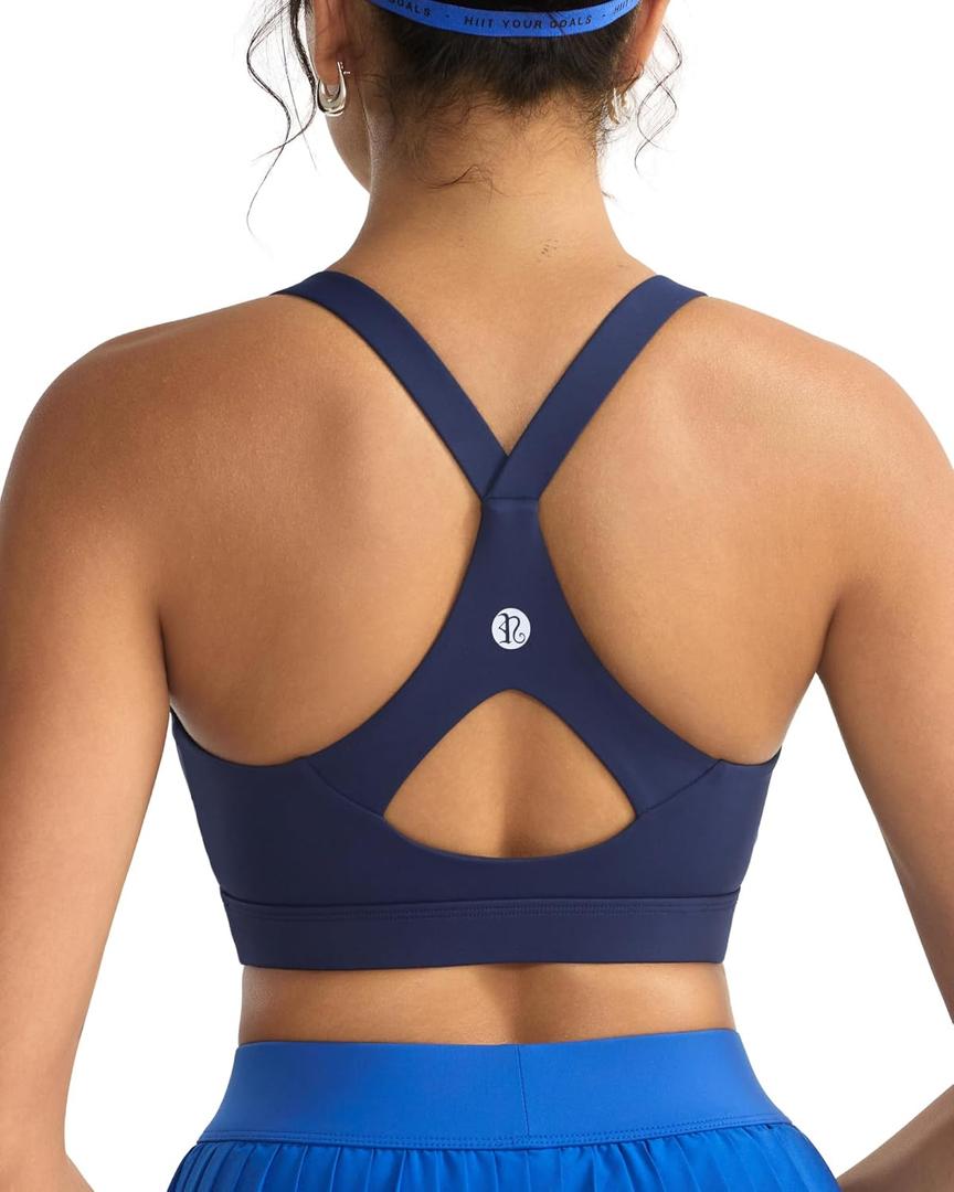 RUNNING GIRL Sports Bras for Women High Support, Running High Impact Sports Bra for Women Large Bust(3138_Navy Blue_L)