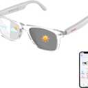 Smart AI Translation Glasses, Support 160+ Languages Real-Time Translation/Live Recording, AI Voice & Video Call, Auto-On/Off Translator Glasses, Noise Reduction, AI Glasses for Men & Women (Clear) (Clear Frame - White Temples)