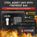 KOFAIR Safe Box for Home Safe (0.23 Cubic Feet) with Fireproof Bag, Personal Money Safe for Cash Saving, Mini Safe Box with Key, Digital Safety Box with Light, Money Lock Box